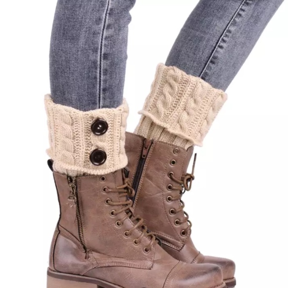 Buttons Boot Cuff Socks Knitted Leg Warmers - Picture 1 of 8